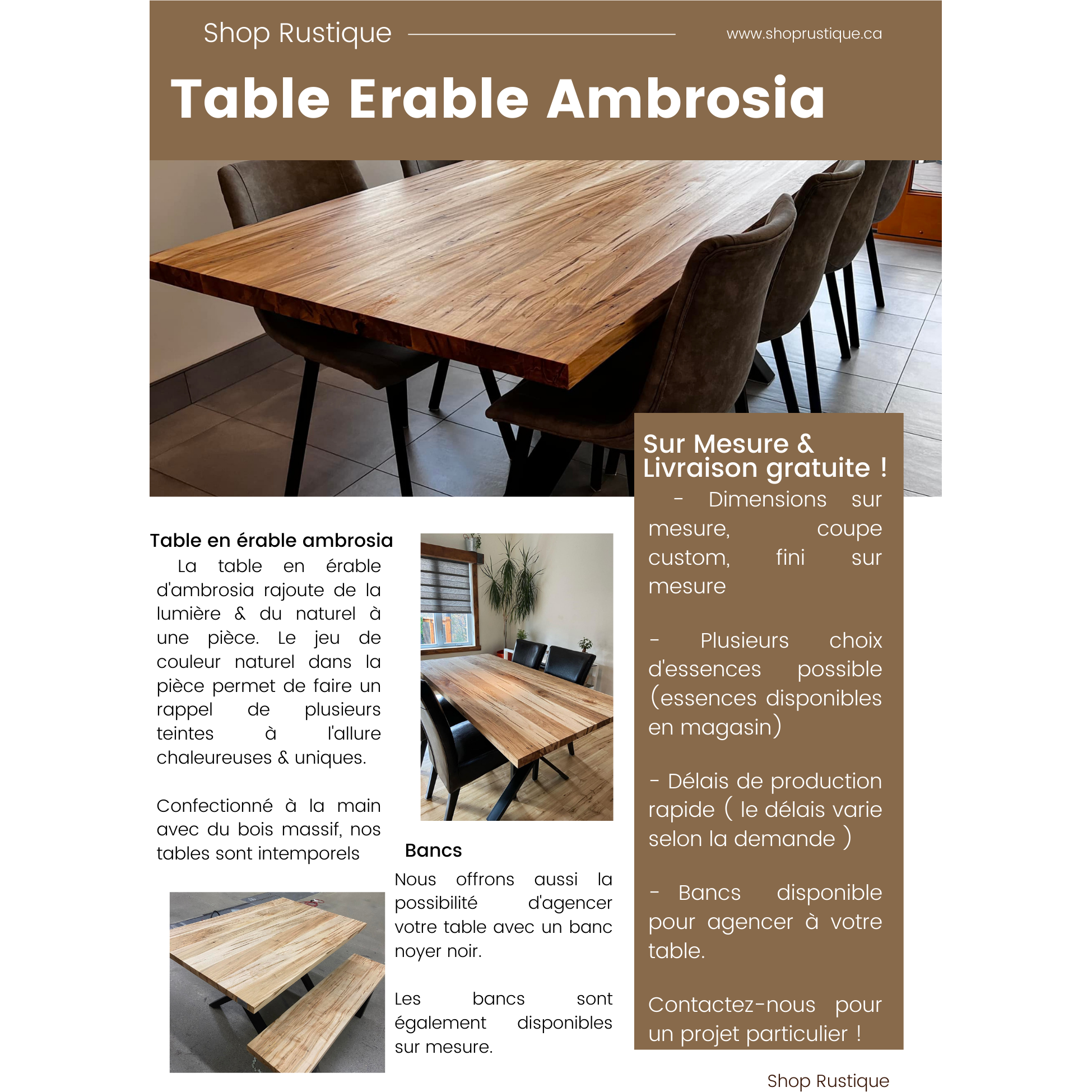 Table Érable Ambrosia
